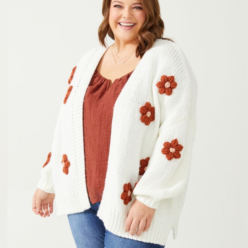 Never Worn 3D floral cardigan